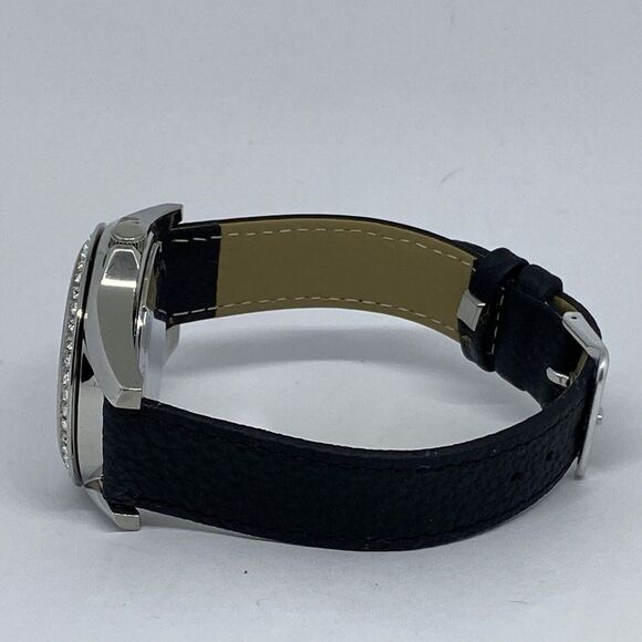 Fossil ES2203 Women's Black Leather Analog Silver Dial Quartz Wrist Watch EY731 - Picture 9 of 12